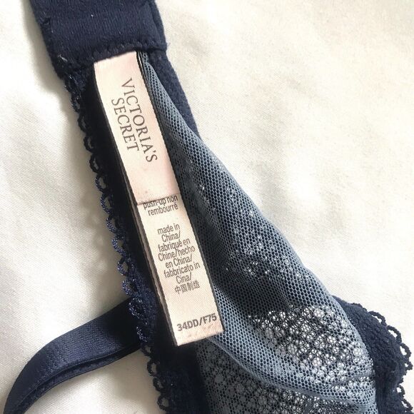 Victoria’s Secret Blue Lace Dream Angels Push Up Without Padding Bra Size 34DD - Picture 3 of 9